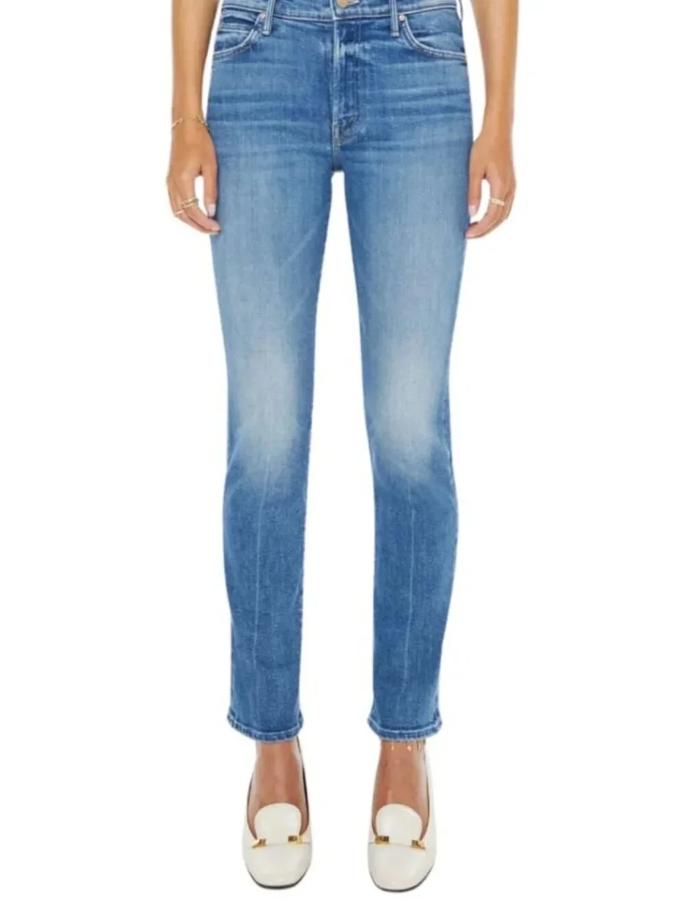 MOTHER The Rascal Hover Jeans Opposites Attract High Waist Straight Leg Size 25